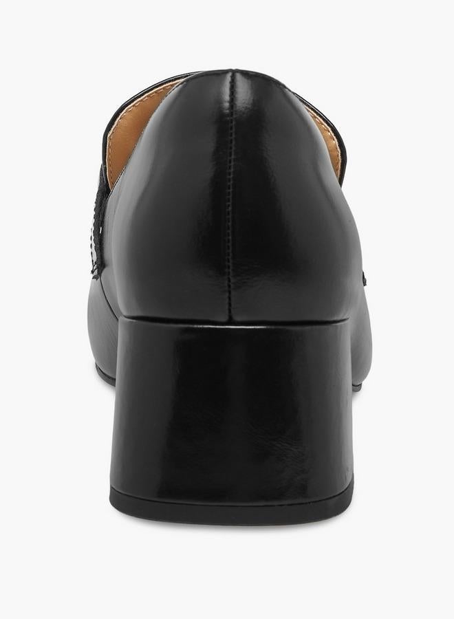 DUCHINI Women Block Heel Leather Loafers - Image 5